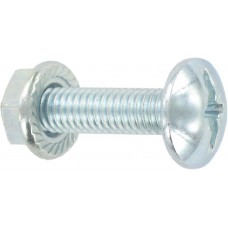 M6 x 12mm Combi Tray Bolt for fixing cable tray. Mushroom head with P22 and slot drive. Extra grip flange nut. - 200 per pack