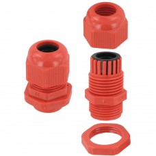 16mm Dome Top IP68 Glands c/w washer for cable size 4mm - 8mm  Red - 10 per pack