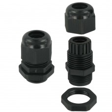 20mm Dome Top IP68 Glands c/w washer for cable size 10-14 BLACK - 10 per pack